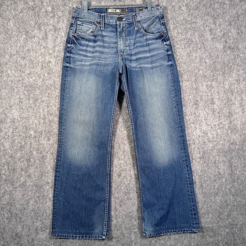 BKE Tyler Jeans Mens 32x31 Mens Blue Denim Has Some Heel Drag - Picture 1 of 9